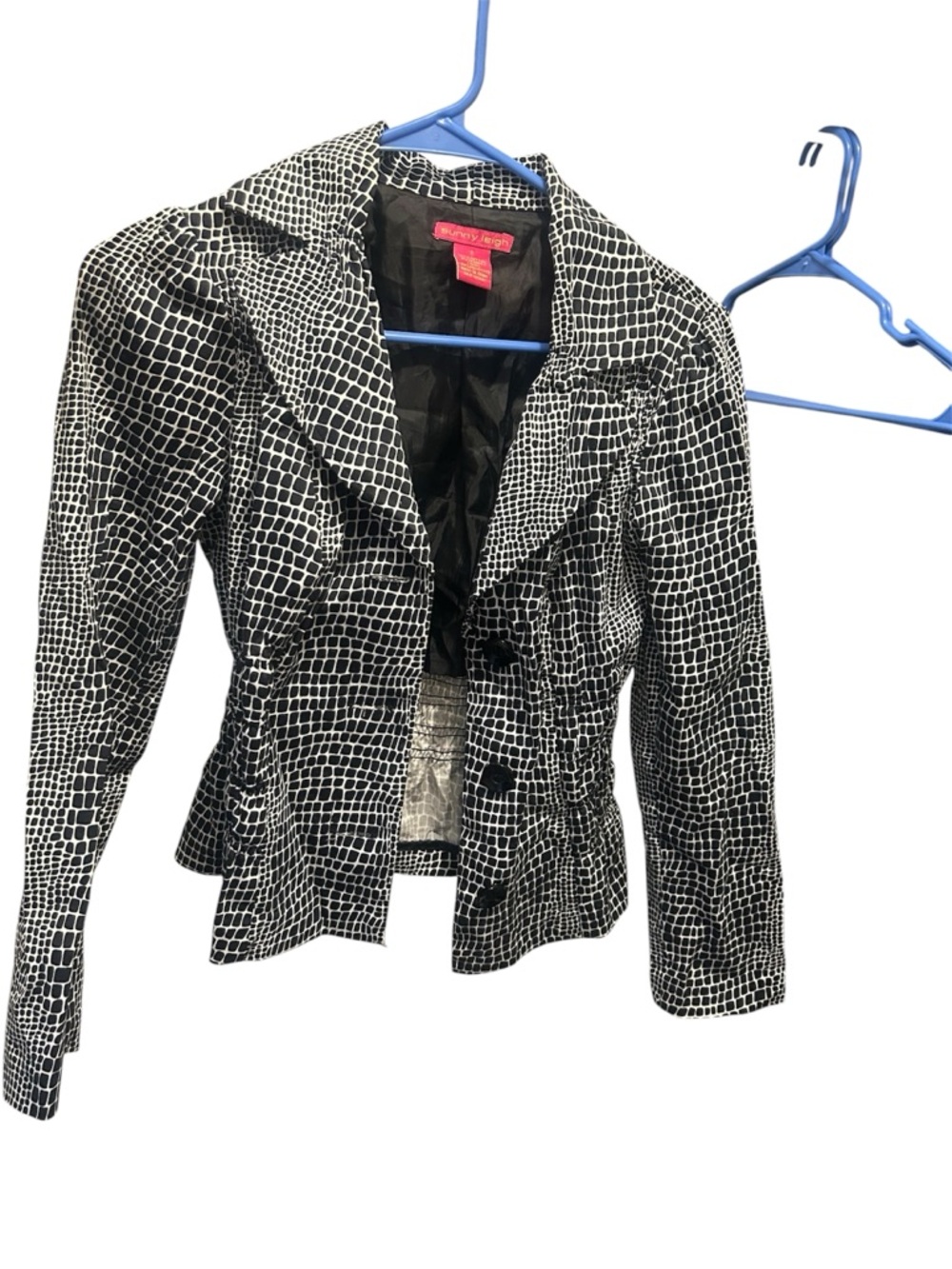 Sunny Leigh Black & White Textured Pattern Blazer